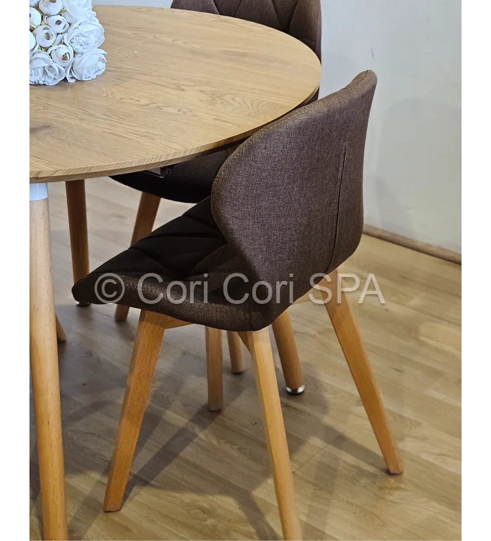 Comedor Mesa Aura Wood 120cms + 4 Sillas Mariposa Lino