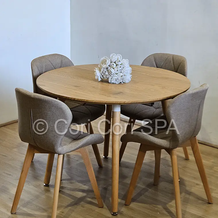Comedor Mesa Aura 120cms + 4 Sillas Mariposa Lino 11