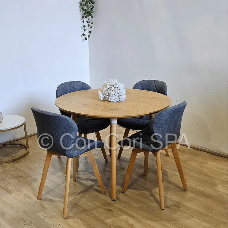 Comedor Mesa Aura 120cms + 4 Sillas Mariposa Lino 13