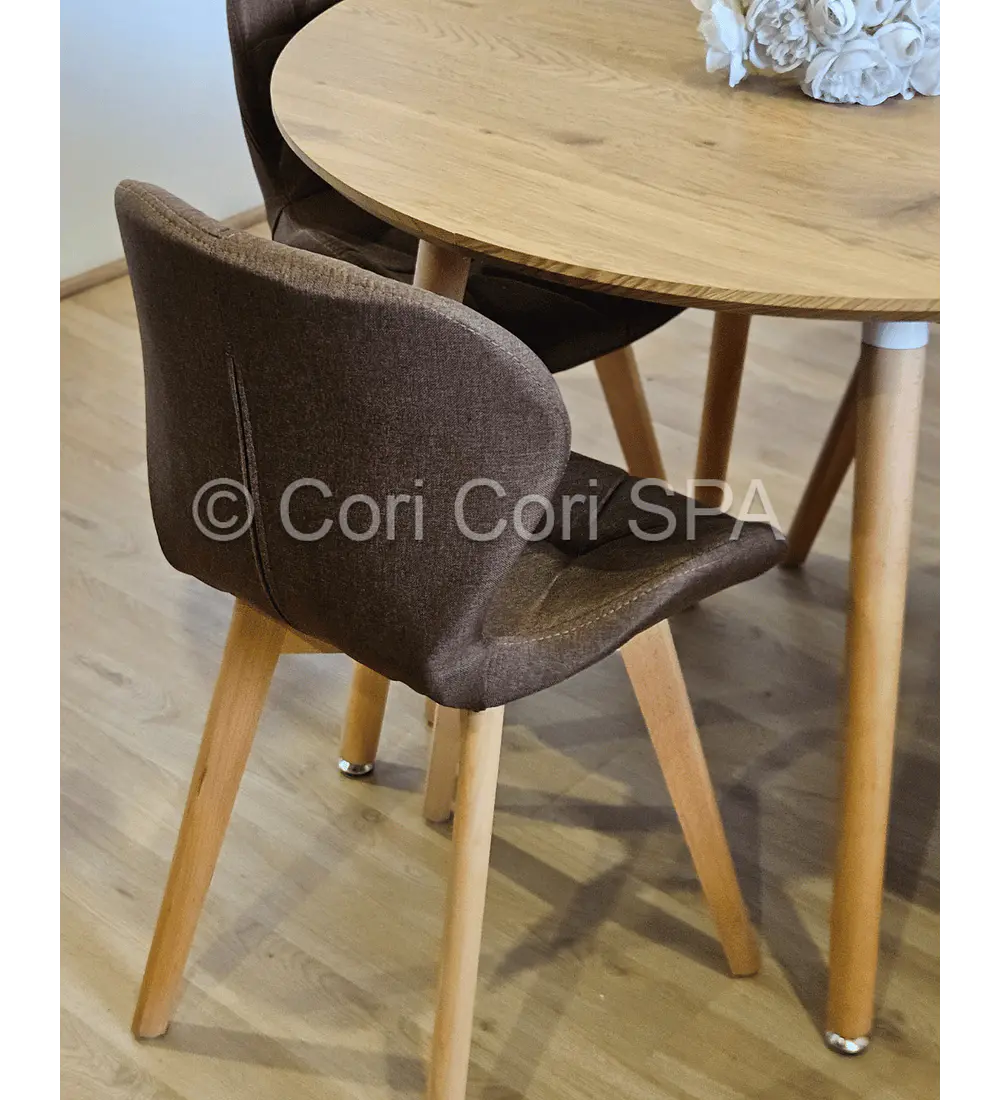 Comedor Mesa Aura Wood 120cms + 4 Sillas Mariposa Lino