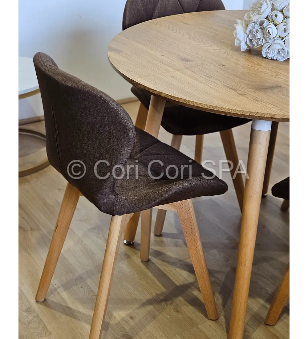 Comedor Mesa Aura Wood 120cms + 4 Sillas Mariposa Lino