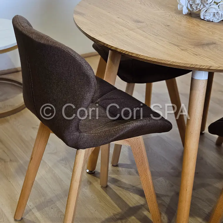 Comedor Mesa Aura 120cms + 4 Sillas Mariposa Lino 21