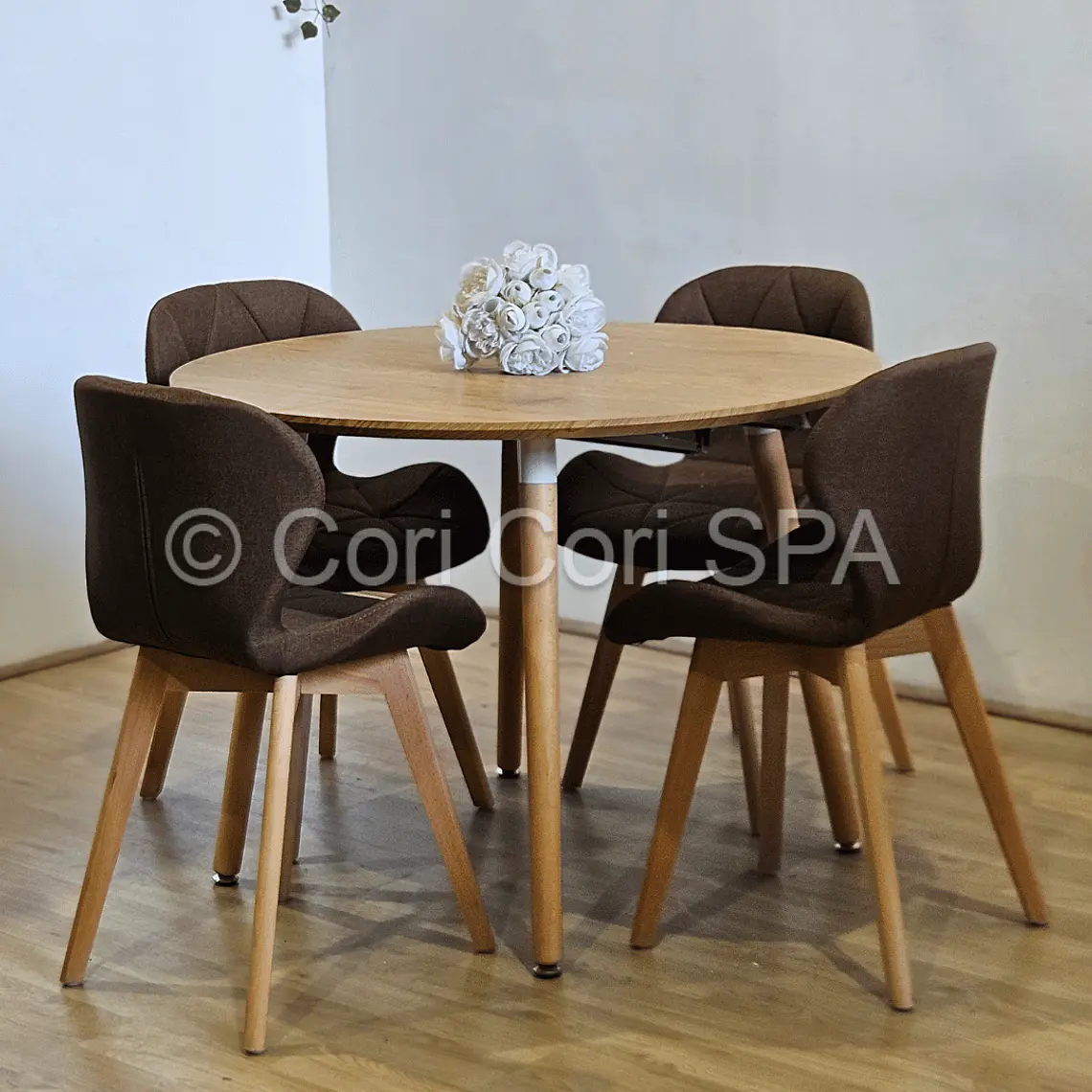 Comedor Mesa Aura 120cms + 4 Sillas Mariposa Lino 28
