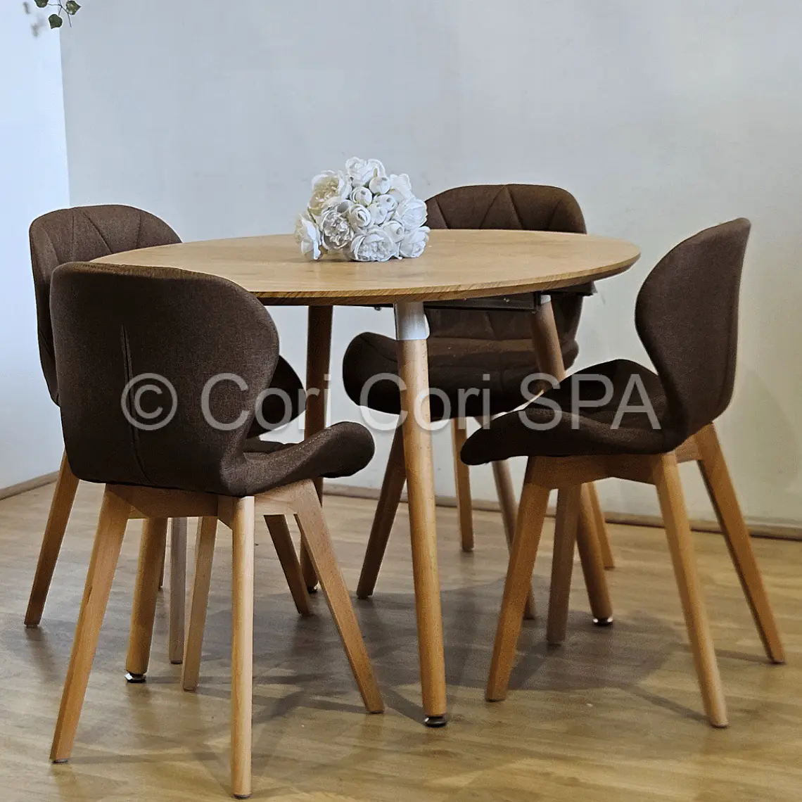 Comedor Mesa Aura 120cms + 4 Sillas Mariposa Lino 30