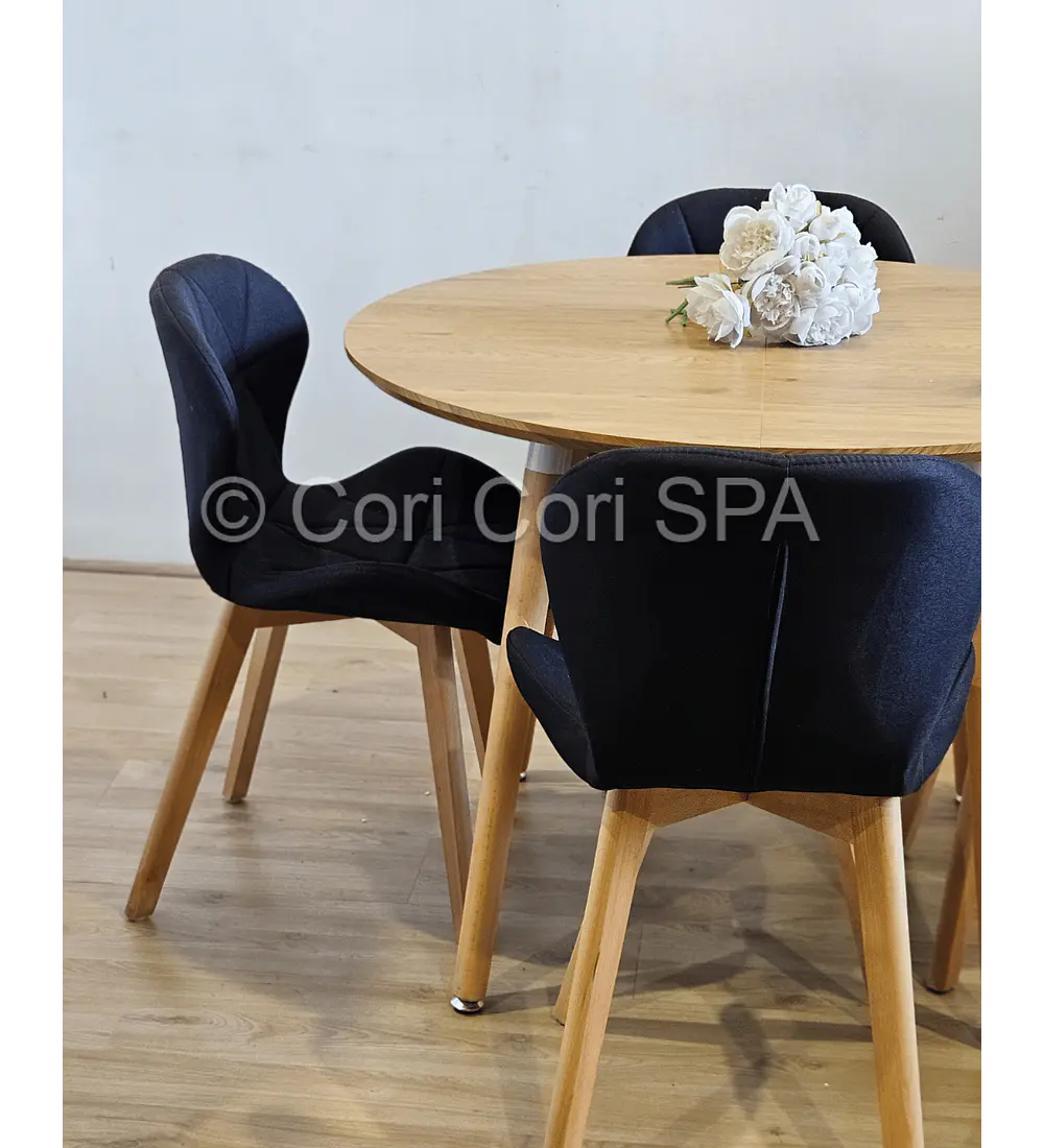 Comedor Mesa Aura Wood 120cms + 4 Sillas Mariposa Lino