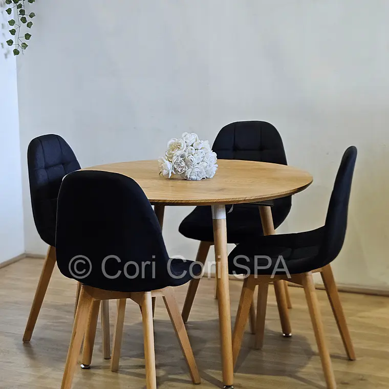 Comedor Mesa Aura Wood 120cms + 4 Sillas Capitonne Velvet 1