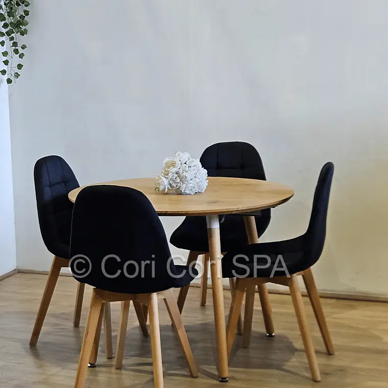 Comedor Mesa Aura Wood 120cms + 4 Sillas Capitonne Velvet 2