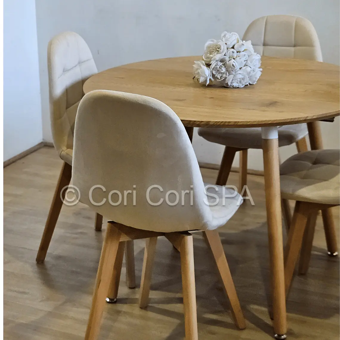 Comedor Mesa Aura Wood 120cms + 4 Sillas Capitonne Velvet 5