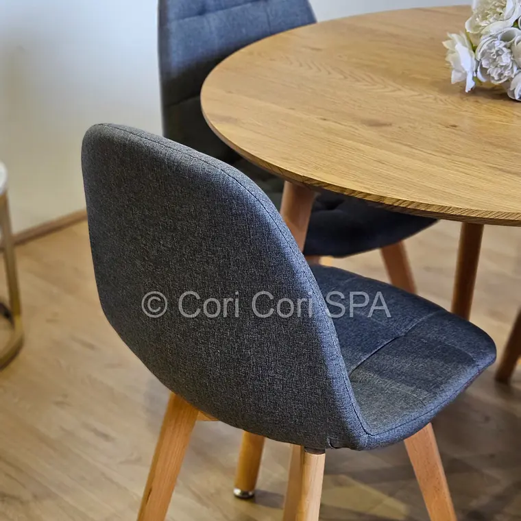 Comedor Mesa Aura Wood 120cms + 4 Sillas Capitonne Lino 5