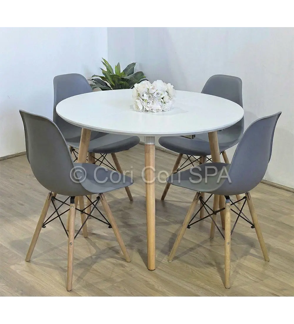 Comedor Mesa Aura Blanca 120cms  + 4 Sillas Eames