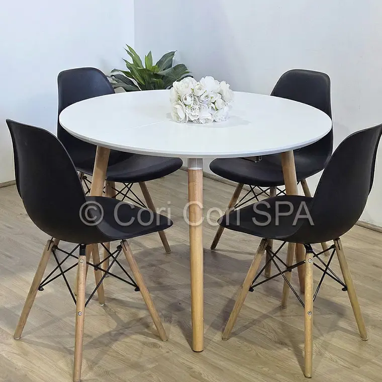 Comedor Mesa Aura Blanca 120cms  + 4 Sillas Eames 6
