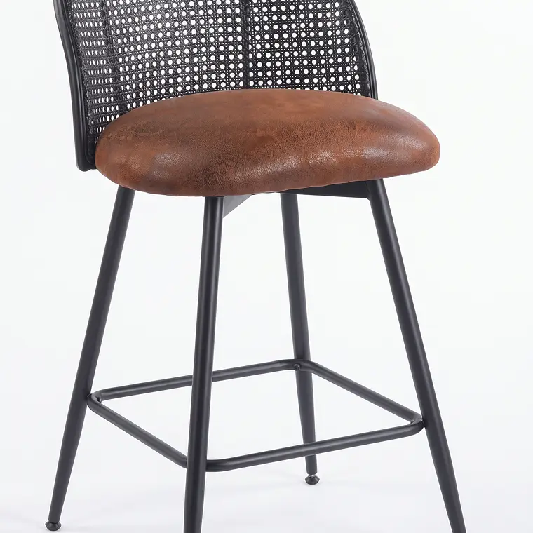 Taburete Ratán PU Antique Giratorio 1