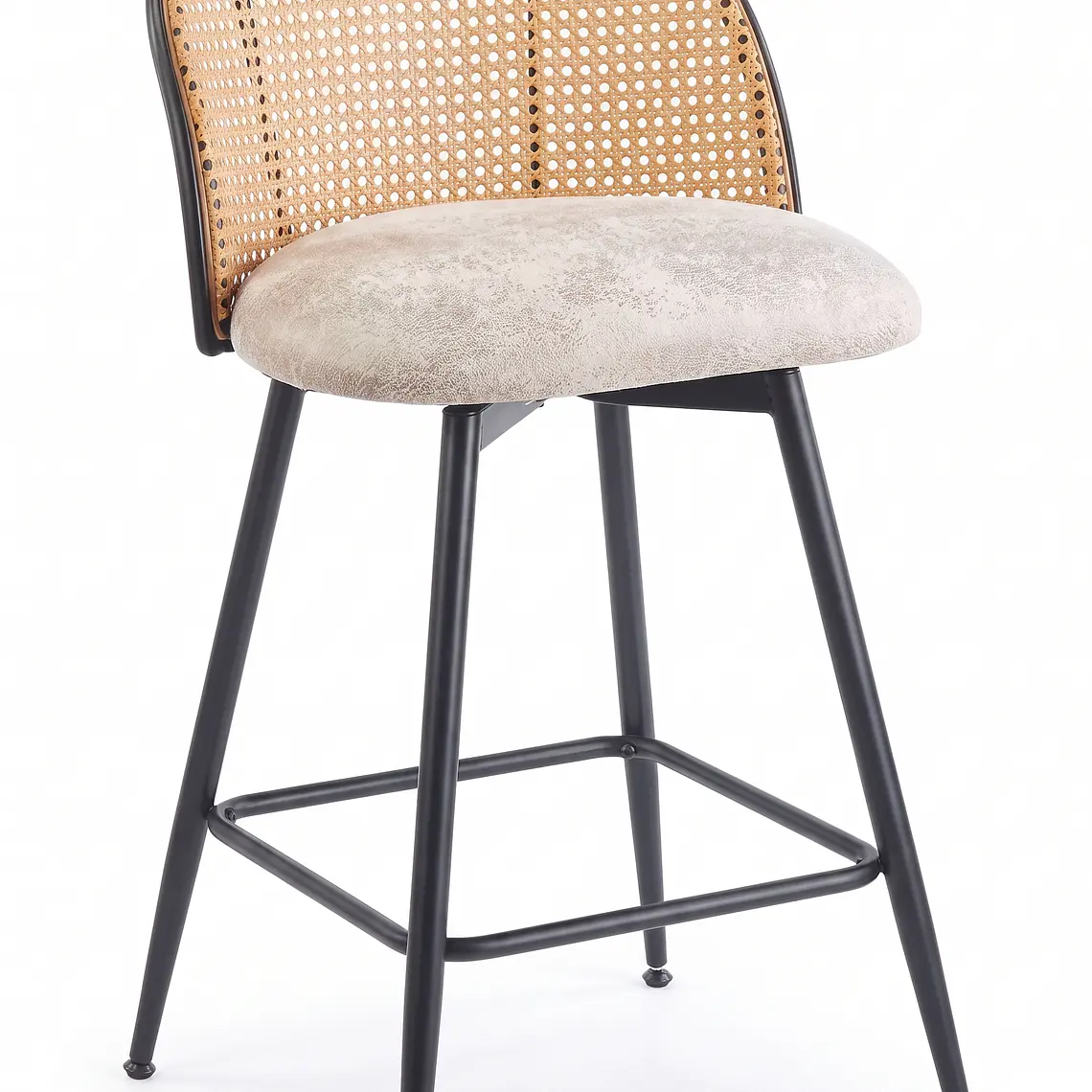 Taburete Ratán PU Antique Giratorio 2