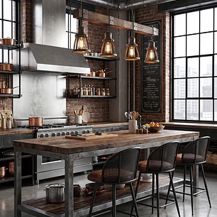 Pack 2 Taburete Ratán PU Antique Giratorio