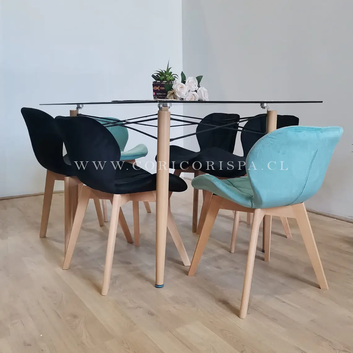  Mesa Crox 160 x 90cms  + 6  Sillas Mariposa Velvet  8