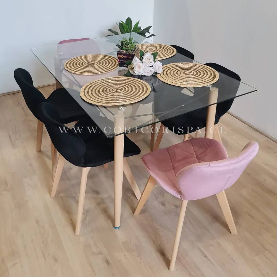  Mesa Crox 160 x 90cms  + 6  Sillas Mariposa Velvet  6