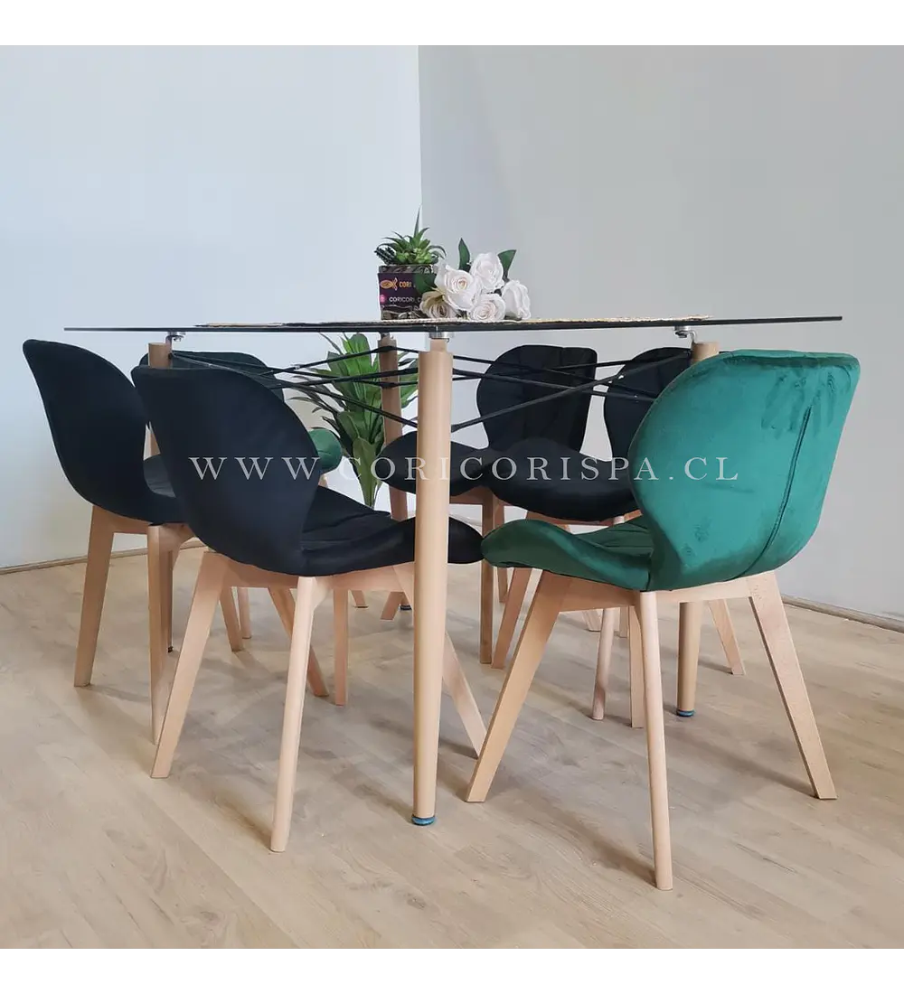  Mesa Crox 160 x 90cms  + 6  Sillas Mariposa Velvet 