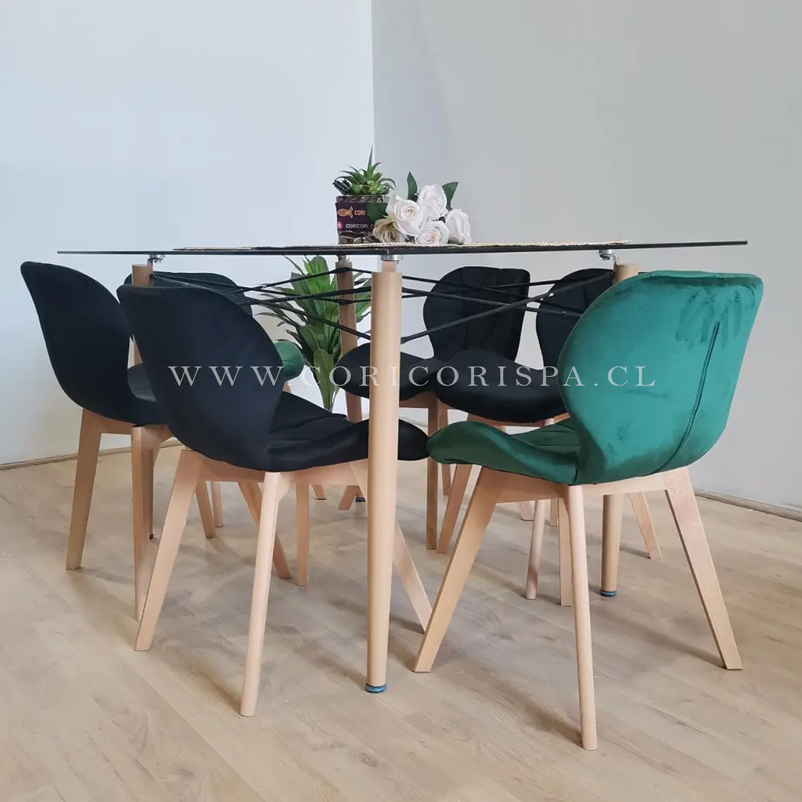  Mesa Crox 160 x 90cms  + 6  Sillas Mariposa Velvet  9