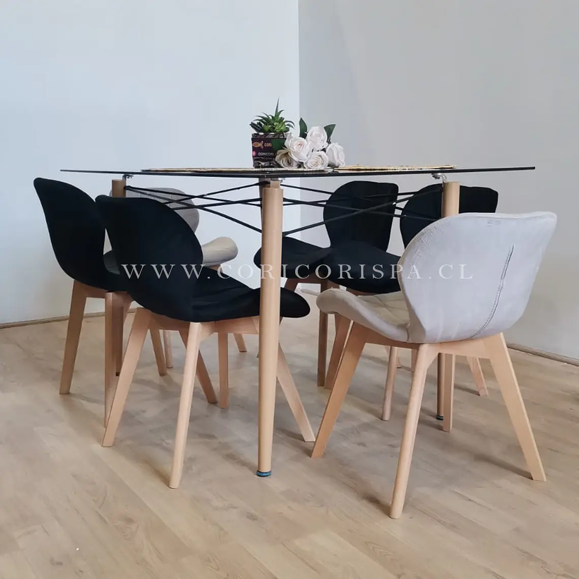  Mesa Crox 160 x 90cms  + 6  Sillas Mariposa Velvet  7