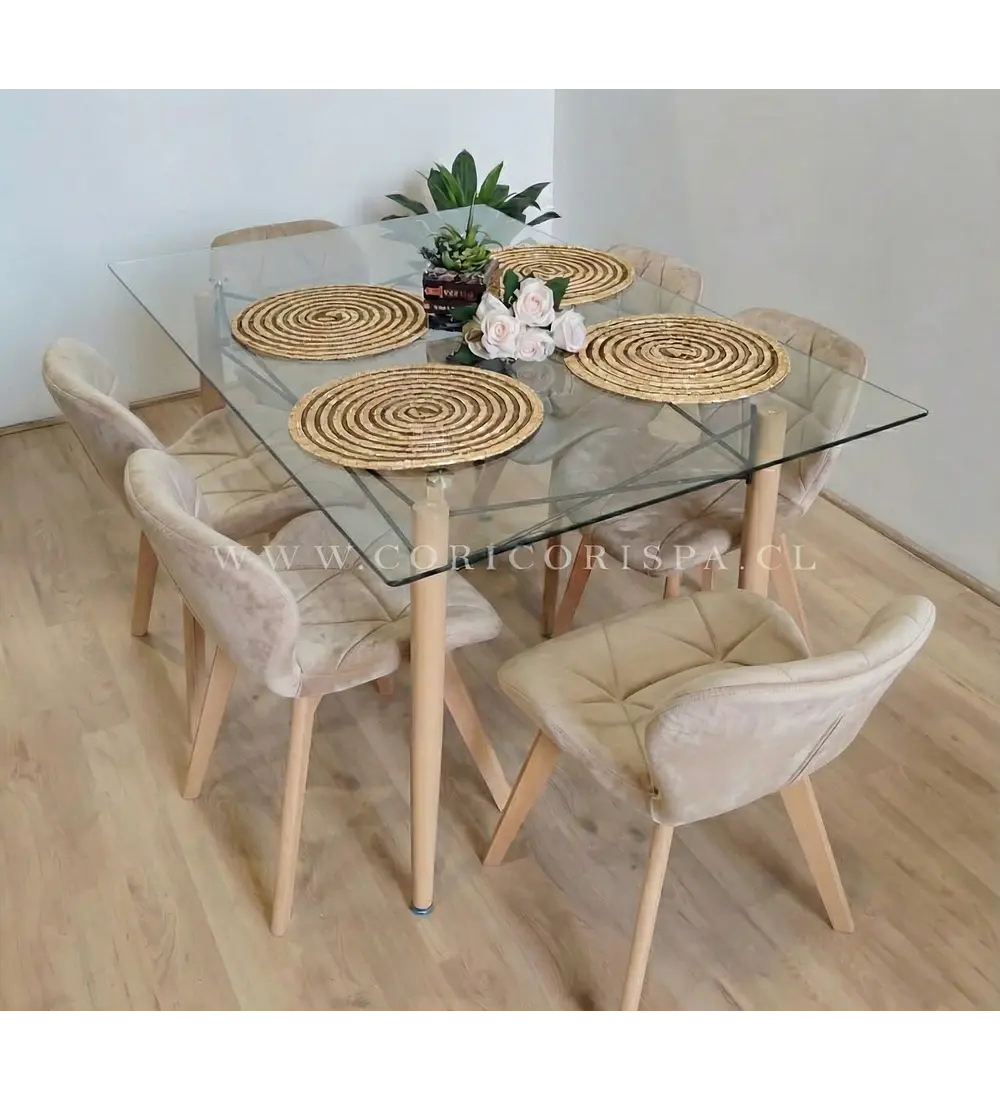  Mesa Crox 160 x 90cms  + 6  Sillas Mariposa Velvet 