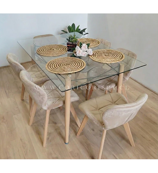  Mesa Crox 160 x 90cms  + 6  Sillas Mariposa Velvet 