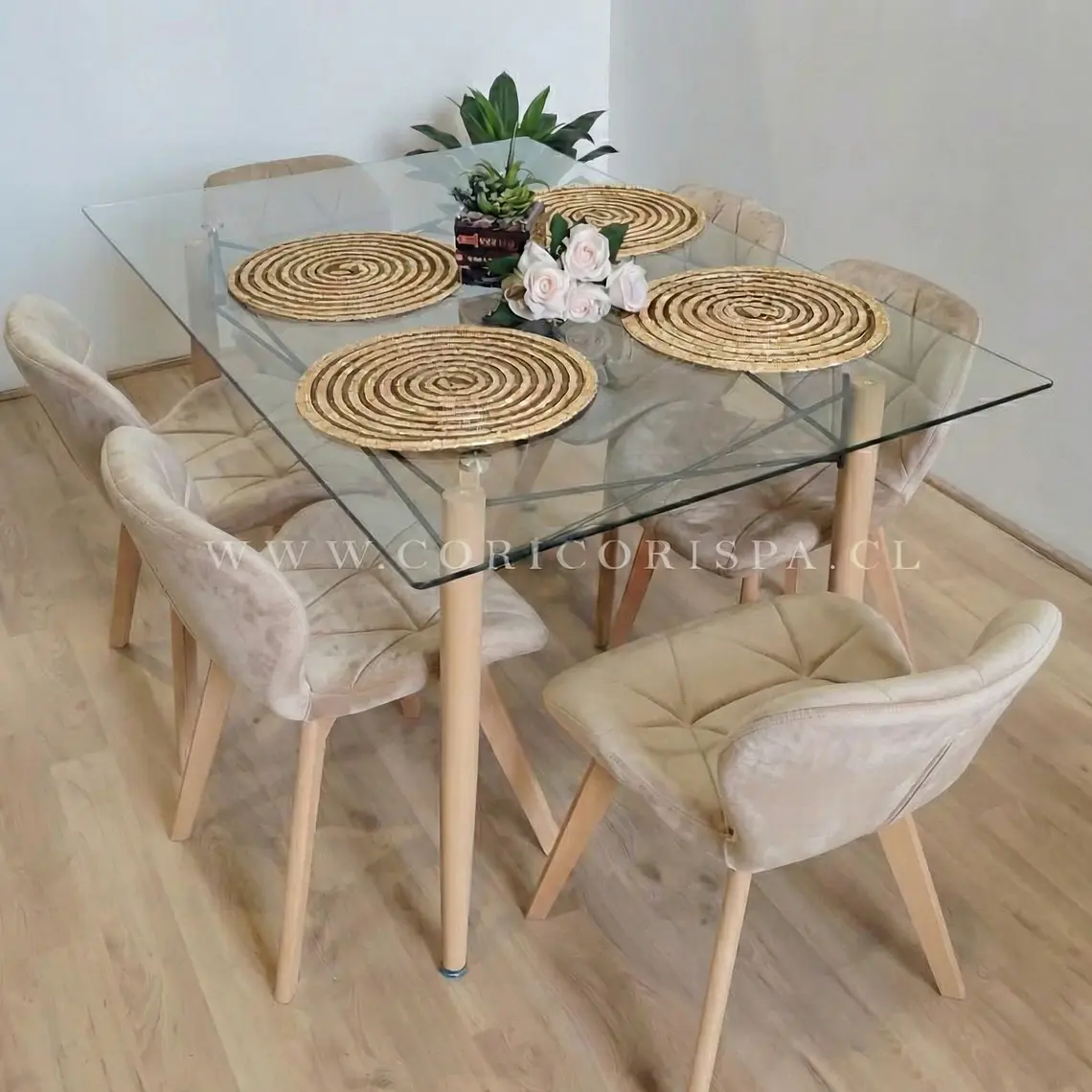  Mesa Crox 160 x 90cms  + 6  Sillas Mariposa Velvet  1