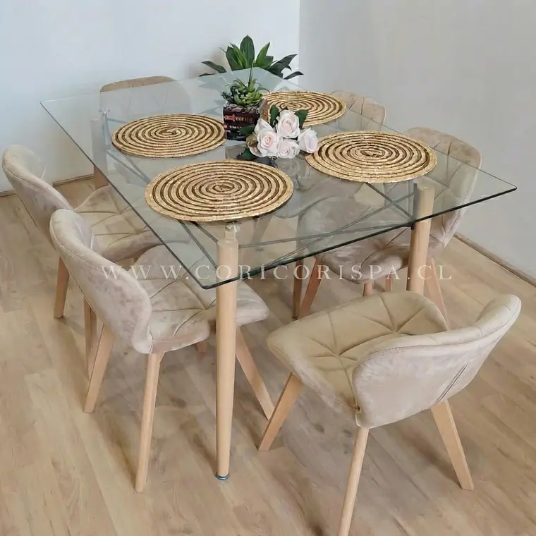  Mesa Crox 160 x 90cms  + 6  Sillas Mariposa Velvet  1