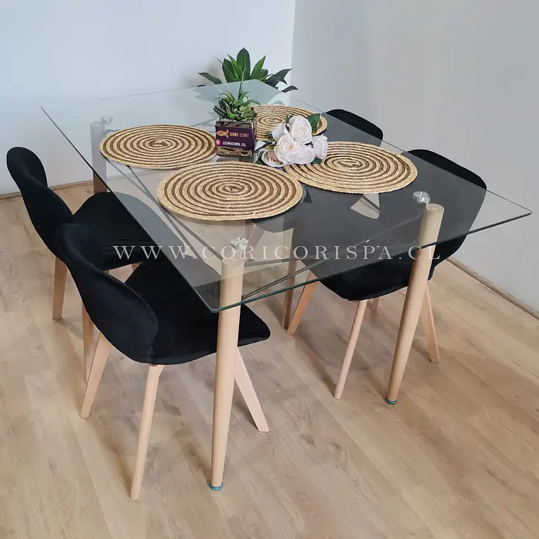  Mesa Crox 160 x 90cms + 4  Sillas Mariposa Velvet  2