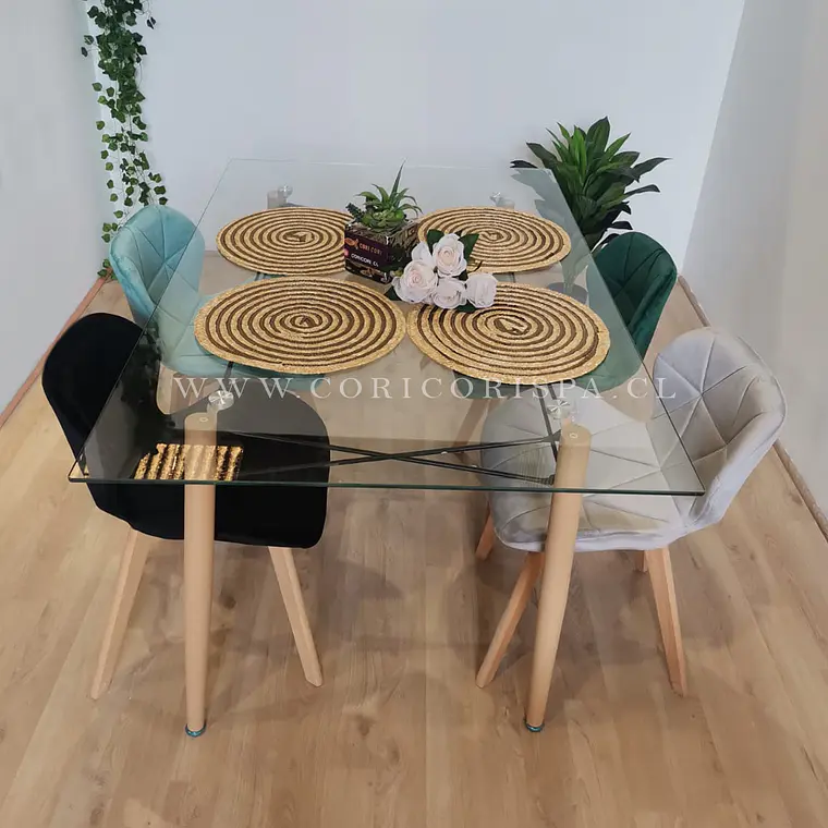  Mesa Crox 160 x 90cms + 4  Sillas Mariposa Velvet  6