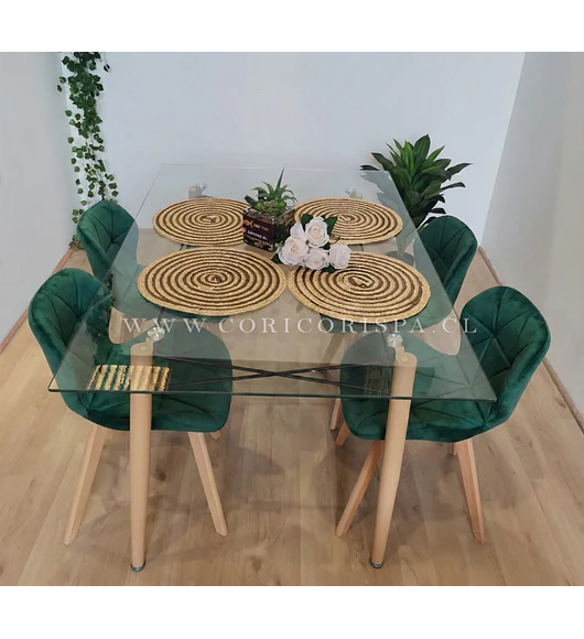  Mesa Crox 160 x 90cms + 4  Sillas Mariposa Velvet 