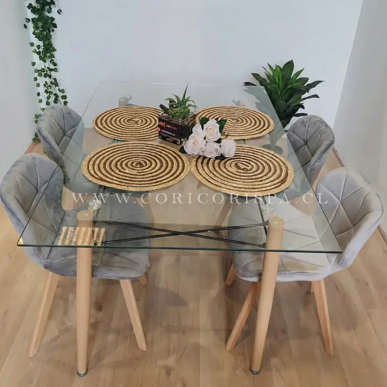  Mesa Crox 160 x 90cms + 4  Sillas Mariposa Velvet  4