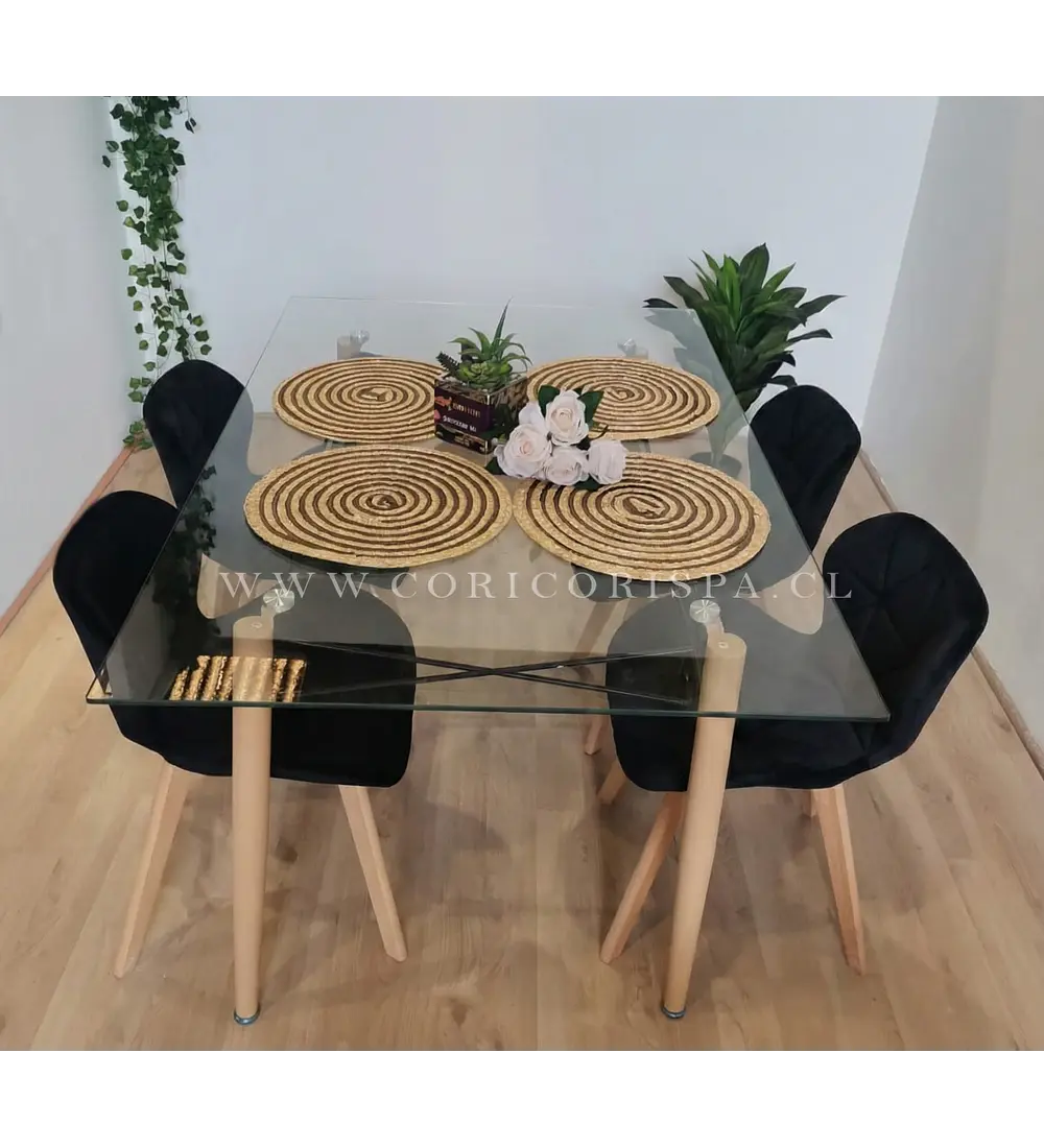  Mesa Crox 160 x 90cms + 4  Sillas Mariposa Velvet 