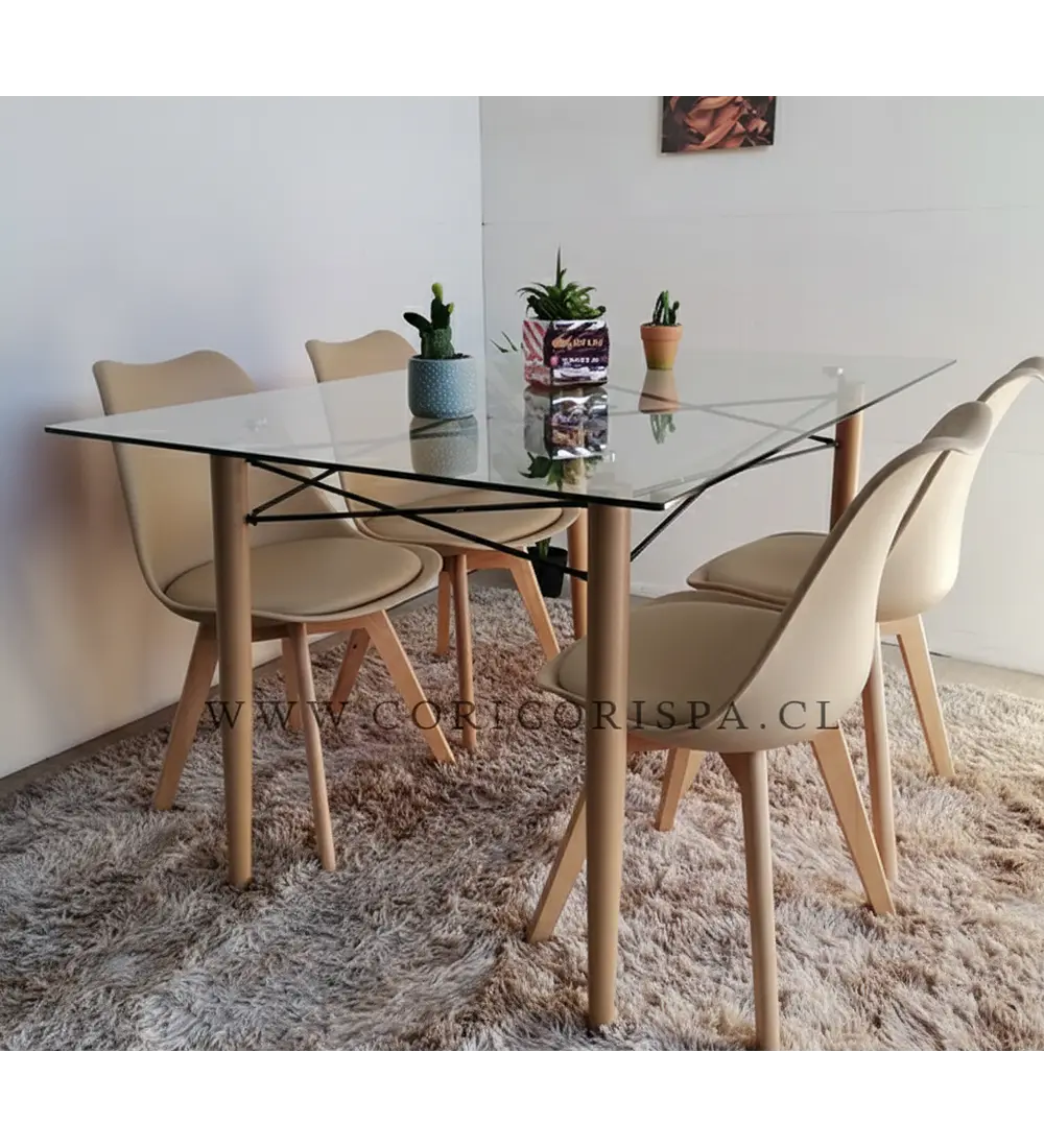 Mesa Crox 160 x 90cms + 4 Sillas Tulip