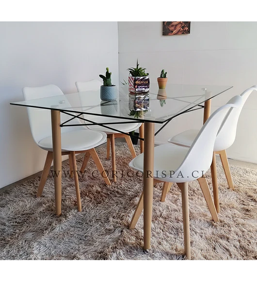 Mesa Crox 160 x 90cms + 4 Sillas Tulip