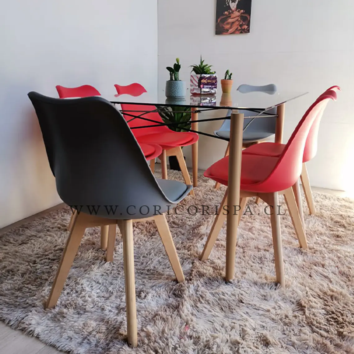  Mesa Crox 160 x 90cms +  6 Sillas Tulip 2