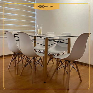 Mesa Crox 160x 90cms + 6 Sillas Eames