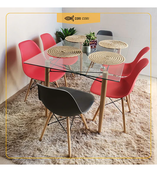 Mesa Crox 160x 90cms + 6 Sillas Eames