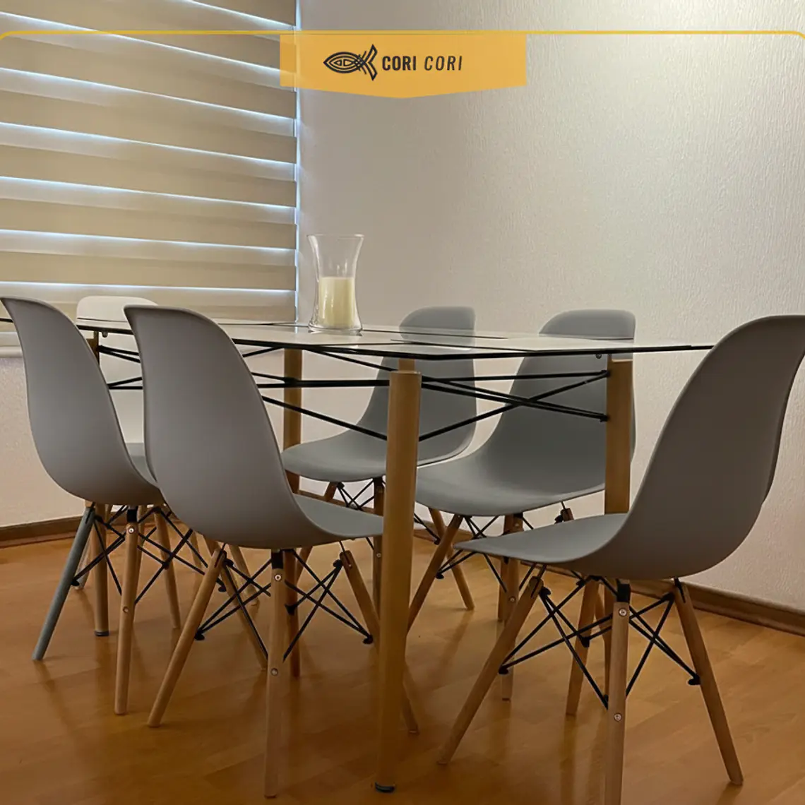 Mesa Crox 160x 90cms + 6 Sillas Eames 8