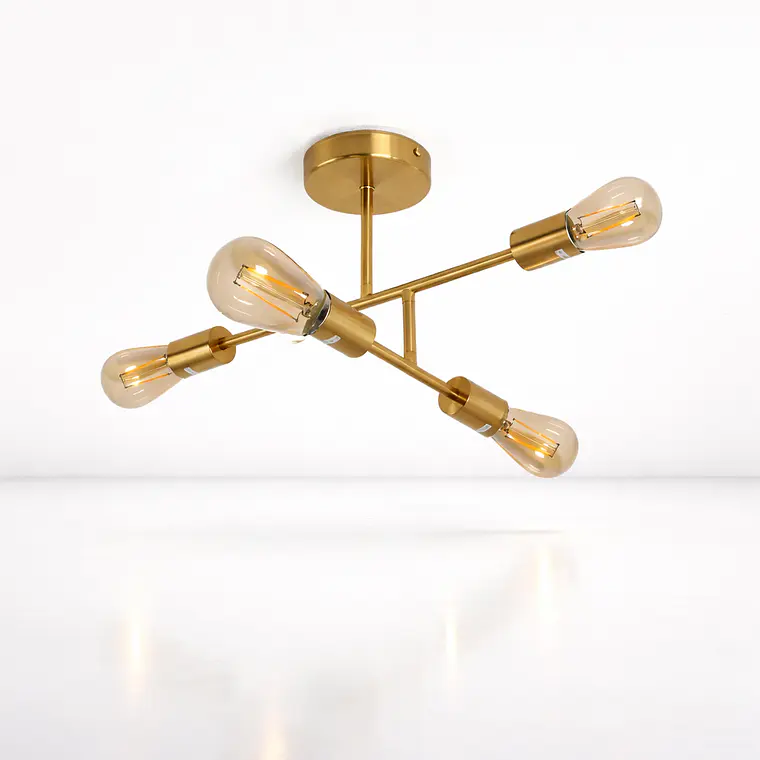 Lámpara de Techo Dorada 4 Porta Ampolletas E27 Modelo Marsic I Konnergie 3