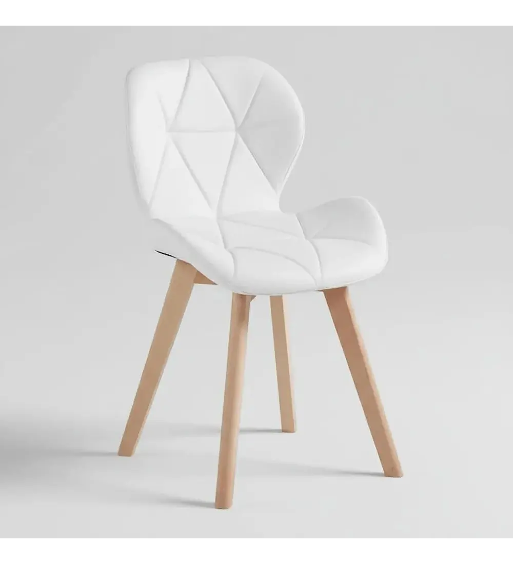 Comedor Mesa Aura Blanca 120cms  + 4 Sillas Mariposa Ecocuero Wood