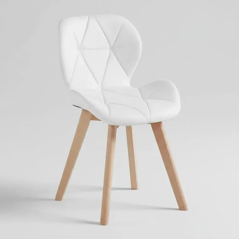 Comedor Mesa Aura Blanca 120cms  + 4 Sillas Mariposa Ecocuero Wood 13