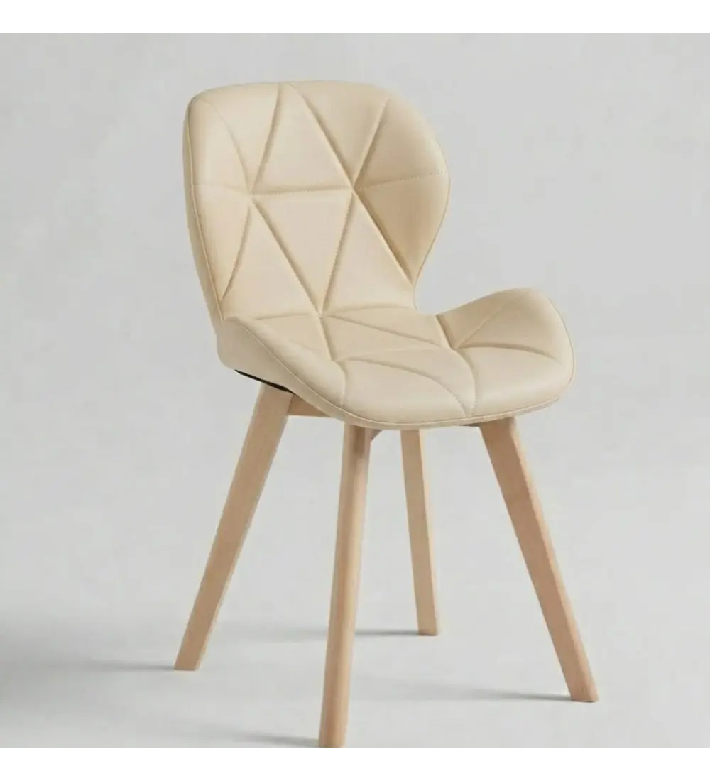 Comedor Mesa Aura Blanca 120cms  + 4 Sillas Mariposa Ecocuero Wood