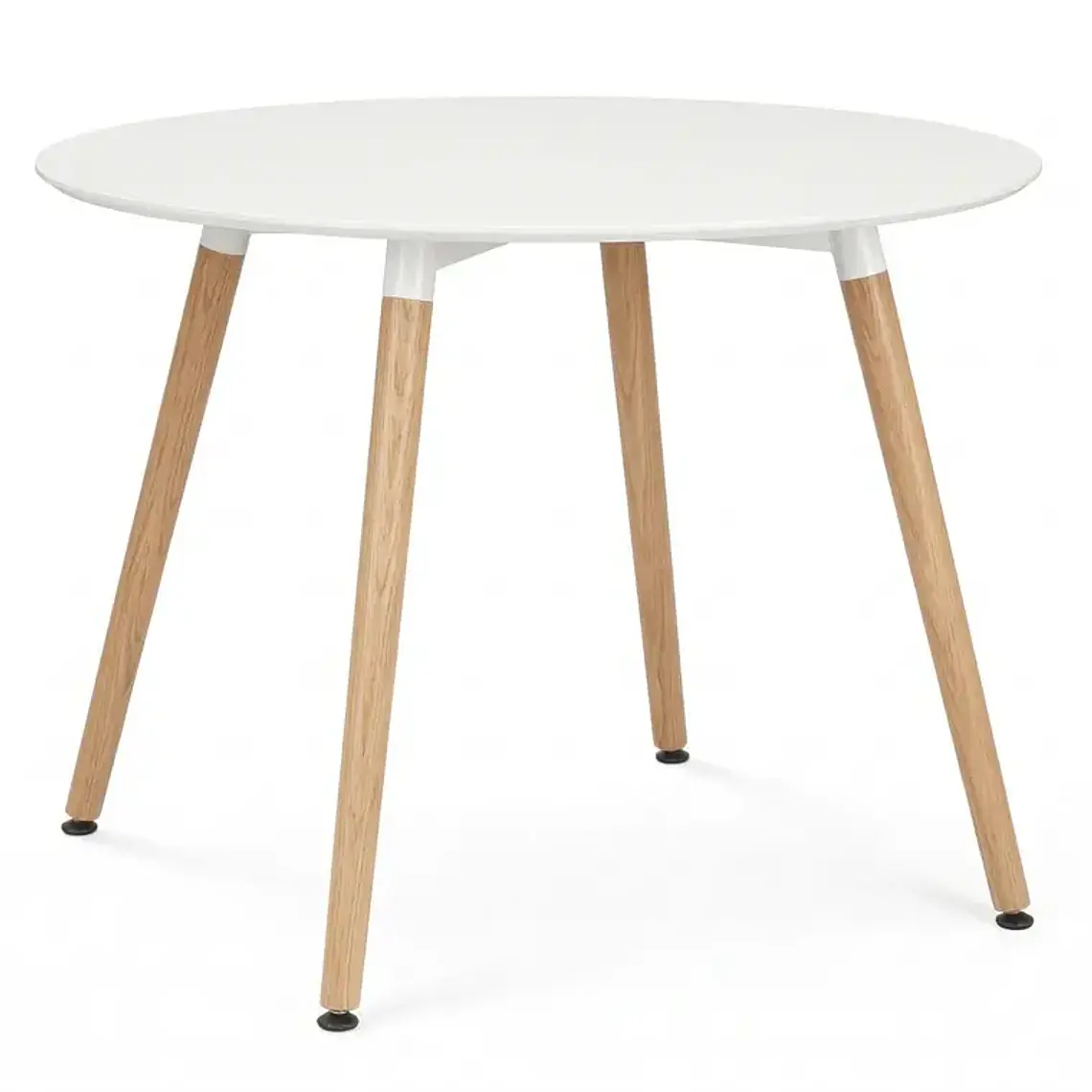 Comedor Mesa Aura Blanca 120cms  + 4 Sillas Mariposa Ecocuero Wood 15