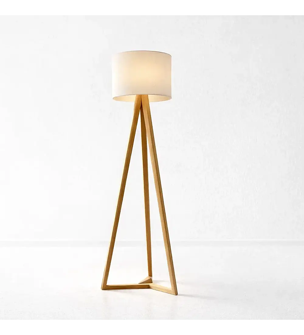 Lampara de Pie Classic Blanca / Madera