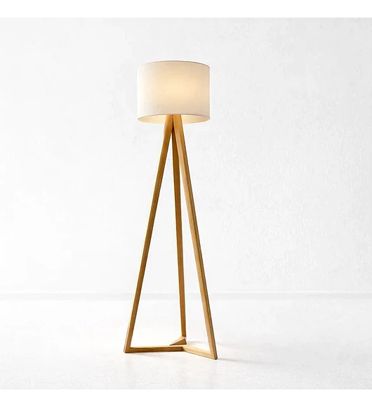 Lampara de Pie Classic Blanca / Madera