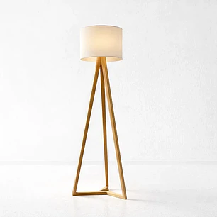 Lampara de Pie Classic Blanca / Madera