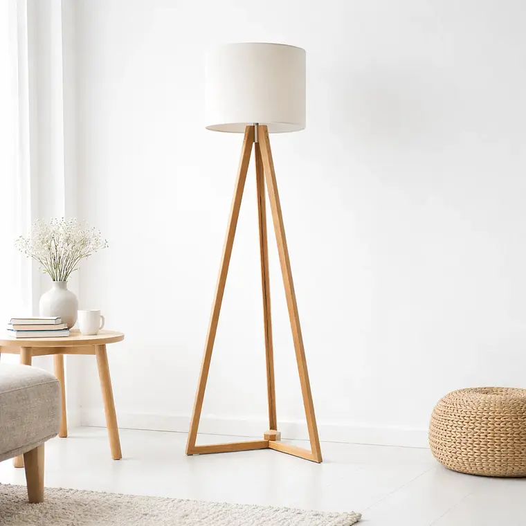 Lampara de Pie Classic Blanca / Madera 2