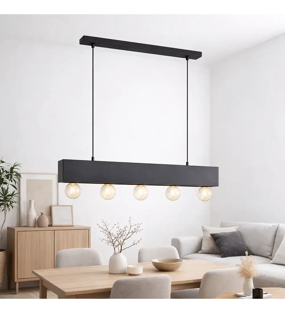 Lampara Colgante Couture Negro 5 Luces