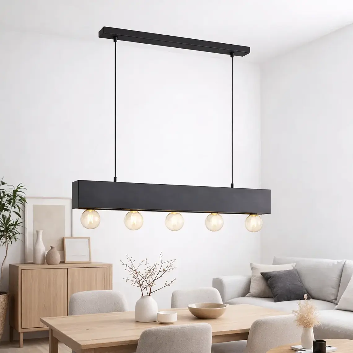 Lampara Colgante Couture Negro 5 Luces 2