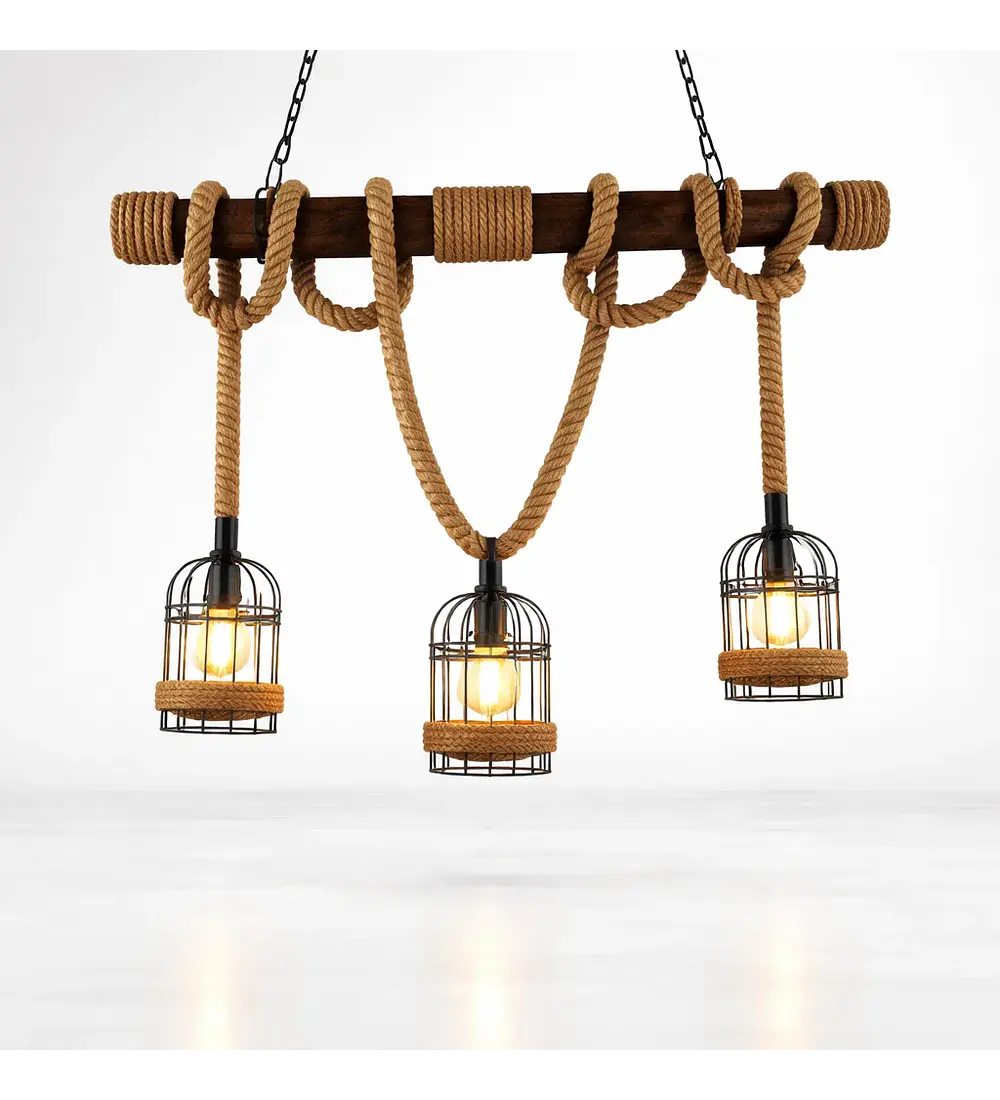 Lampara Colgante Cuerdas 3 Luces L05